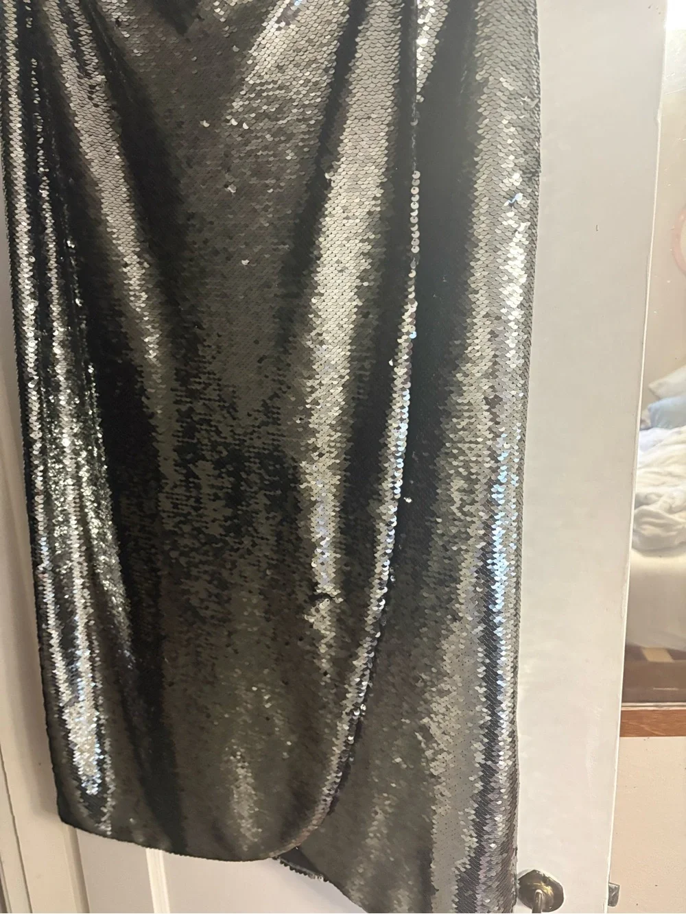Easy Sequin Wrap Skirt - Dark Silver